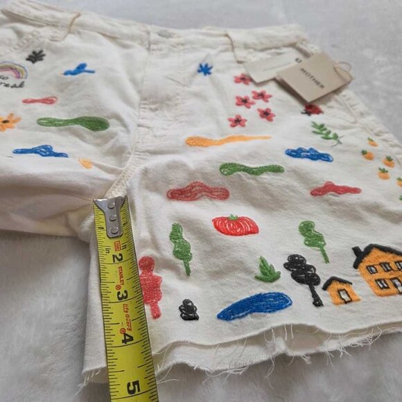 New 26 Mother x Anthropologie The Stud Finder shorts No Rainbows without Rain - Picture 8 of 11